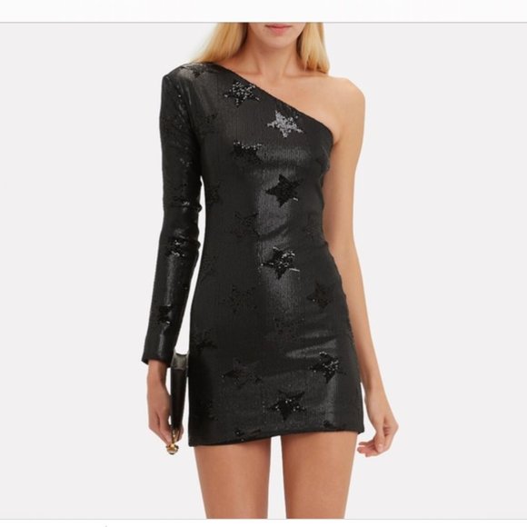 RtA Dresses & Skirts - RTA  ONE SHOULDER EDIE SEQUIN STAR DRESS IN BLACK STAR SIZE 2